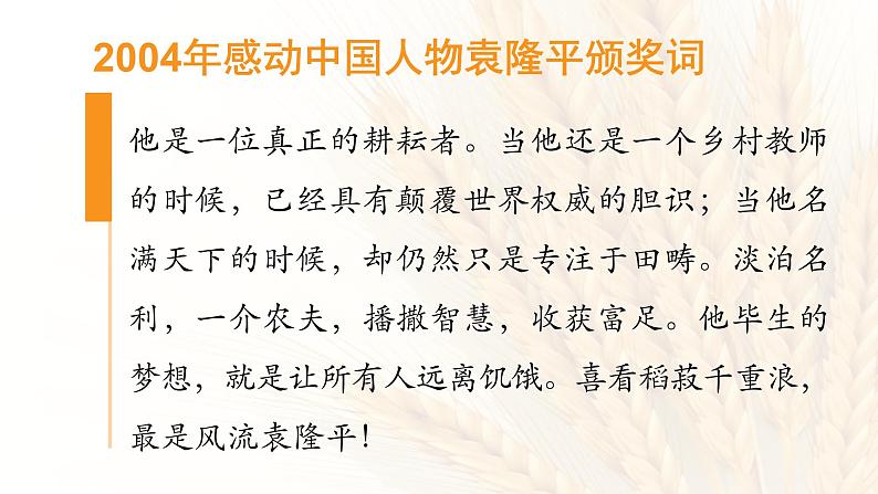 4《喜看稻菽千重浪》课件28张2021-2022学年高中语文统编版必修上册第5页