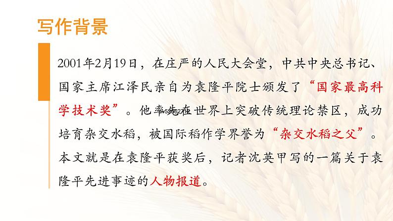 4《喜看稻菽千重浪》课件28张2021-2022学年高中语文统编版必修上册第6页