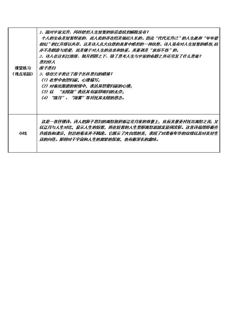 部编版高中语文选择性必修上册 春江花月夜    教案02
