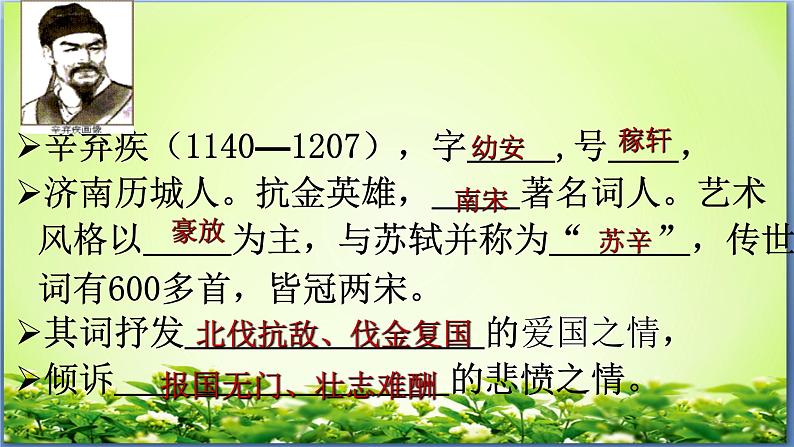 人教部编版高中语文必修上册 9.2永遇乐·京口北固亭怀古    课件第4页