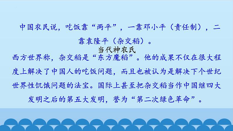 《喜看稻菽千重浪--记首届国家最高科技奖获得者袁隆平》课件55张  2021—2022学年统编版高中语文必修上册02