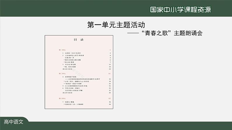 4.高一【语文（统编版）】第一单元活动课——“青春之歌”主题朗诵会-课件第2页