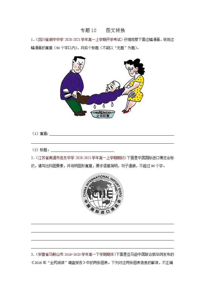 2022届高考语文专题复习 专题10  图文转换（原卷版）第1页