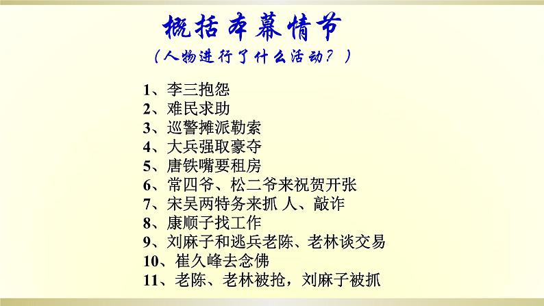 人教部编版高中语文选择性必修下册8.茶馆   课件第8页