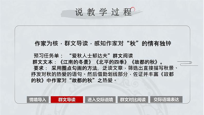14.1《故都的秋》群文阅读教学实践说课课件22张2021-2022学年高中语文统编版必修上册08