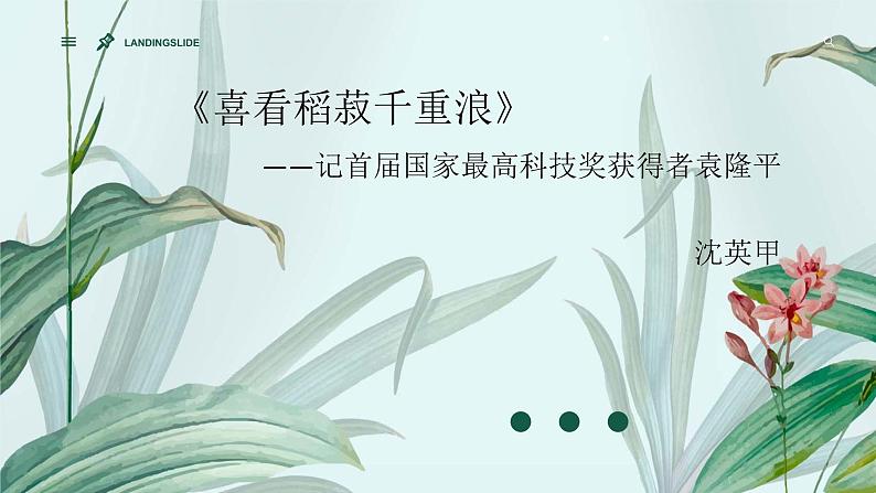 4.1《喜看稻菽千重浪》课件24张2021-2022学年统编版高中语文必修上册第1页