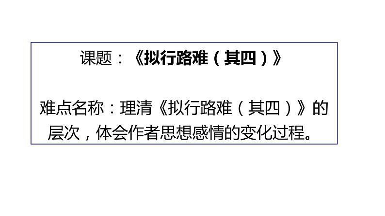 人教部编版高中语文选择性必修下册古诗词诵读——拟行路难   课件第1页