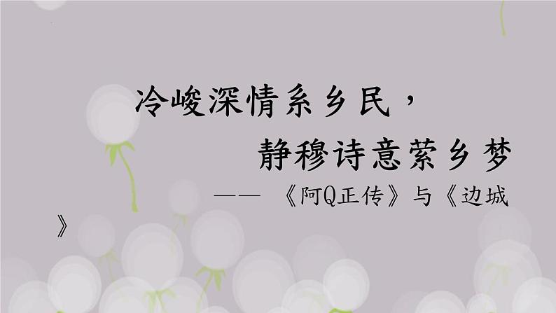 5《阿Q正传》《边城》比较阅读课件19张2021-2022学年统编版高中语文选择性必修下册01