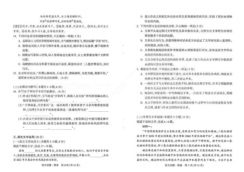 2022高考押题黑卷：语文（PDF电子版）第3页