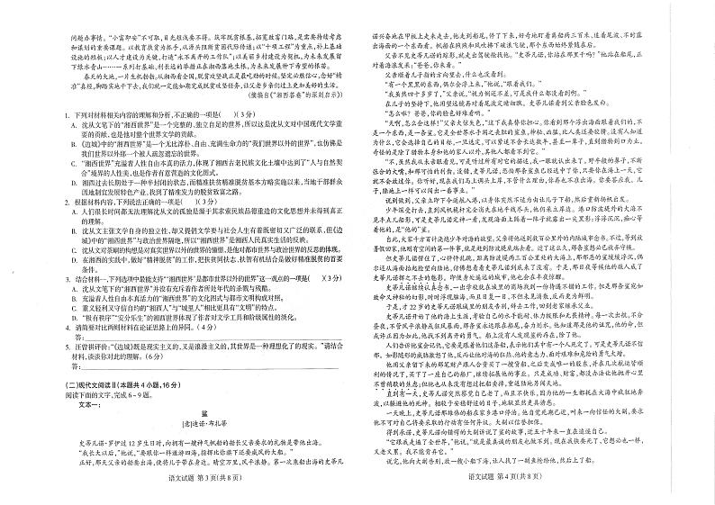 王后雄2022卓越高中千校联盟高考终极押题：语文【新高考卷】第2页