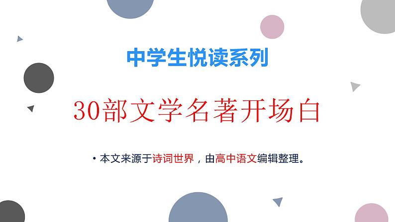 高考语文复习----  30部文学名著30段开场白（32张） (1)第2页