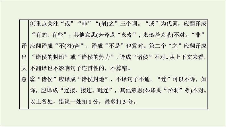 2022届高考语文一轮复习专题三古代诗文阅读一文言文阅读第二部分第4课时文言文翻译题_八项方针记心间课件新人教版202109171283第8页