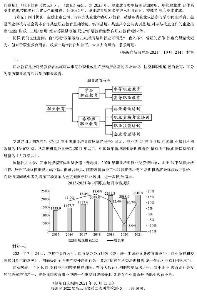 2022届陕西省渭南市临渭区高三下学期5月第二次质量检测语文试题PDF版含答案03
