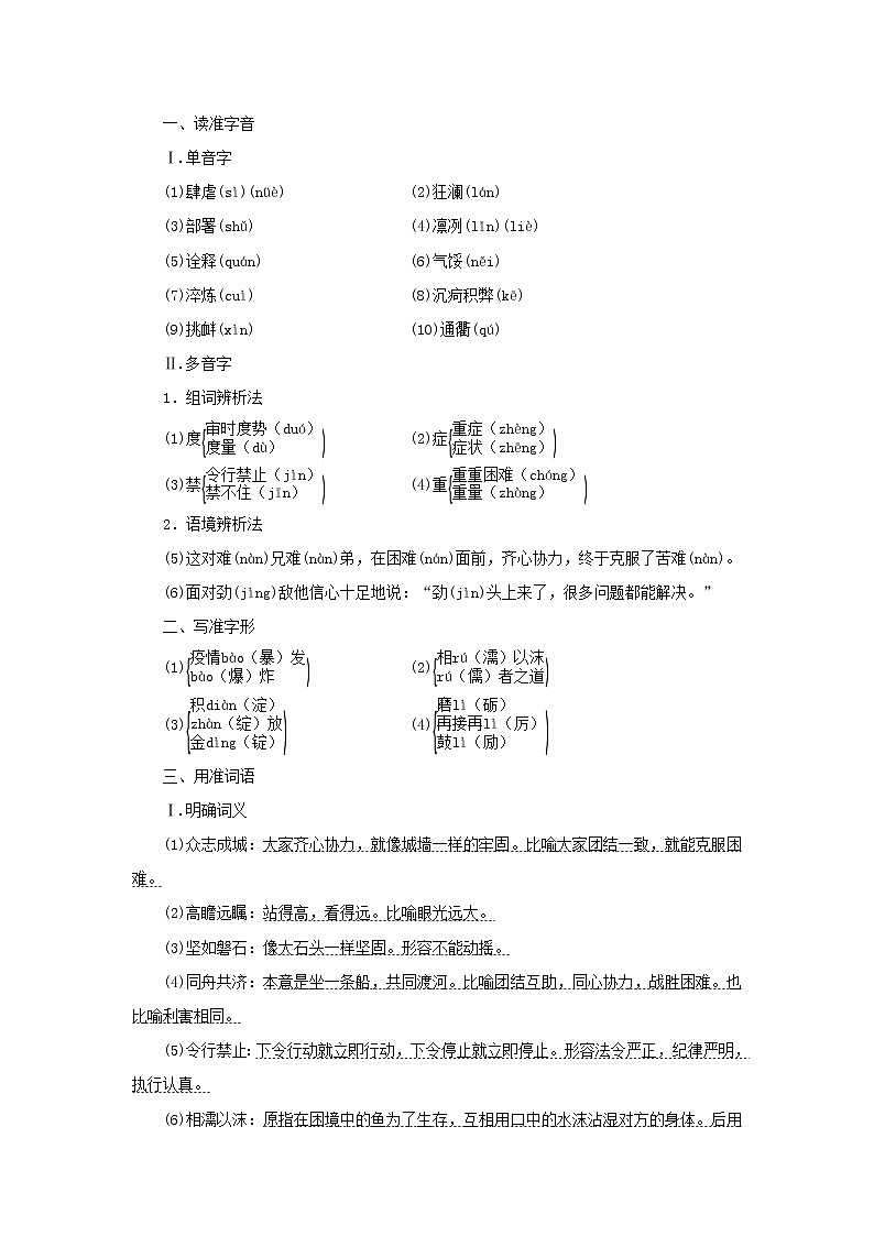 部编版高中语文选择性必修上册第一单元第4课在民族复兴的历史丰碑上学案03