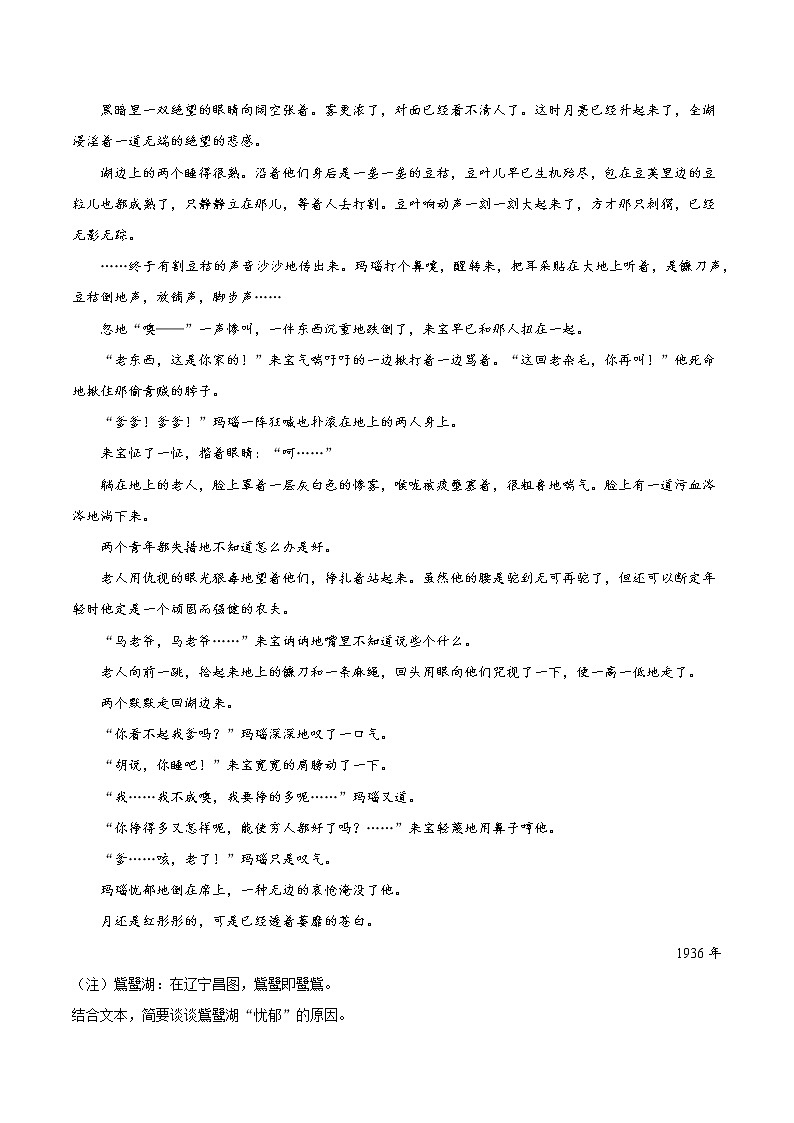 专题11 文学类文本阅读之情节-2022年高三毕业班语文常考点归纳与变式演练（新高考版）03