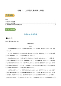 专题12 文学类文本阅读之环境-2022年高三毕业班语文常考点归纳与变式演练（新高考版）