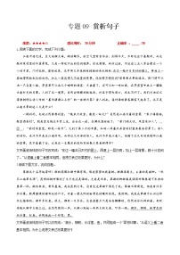 卷09  赏析句子-【小题小卷】冲刺2022年高考语文小题限时集训（全国卷版）