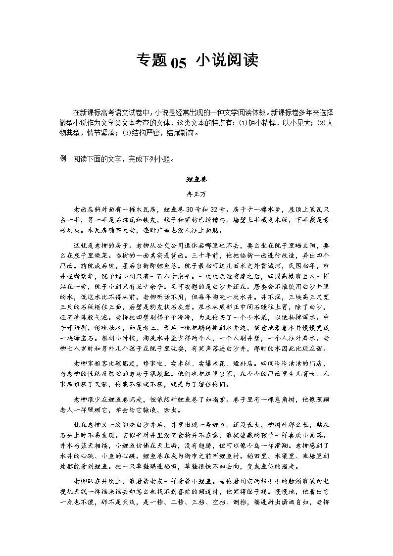 专题05   文学类文本之小说阅读-【大题小卷】冲刺2022年高考语文大题限时集训01