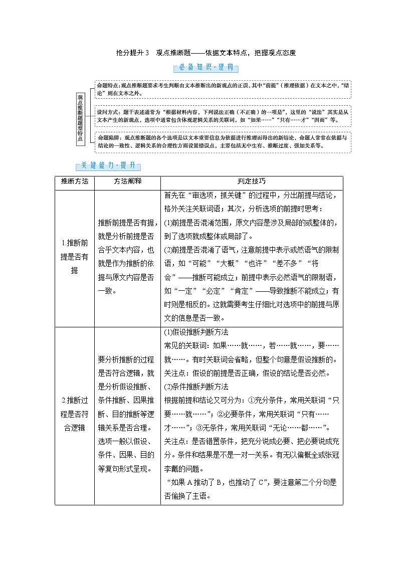 1.1 抢分提升3 观点推断题——依据文本特点，把握观点态度（word）-2022大二轮【导学教程】 高考语文专题辅导与训练第1页