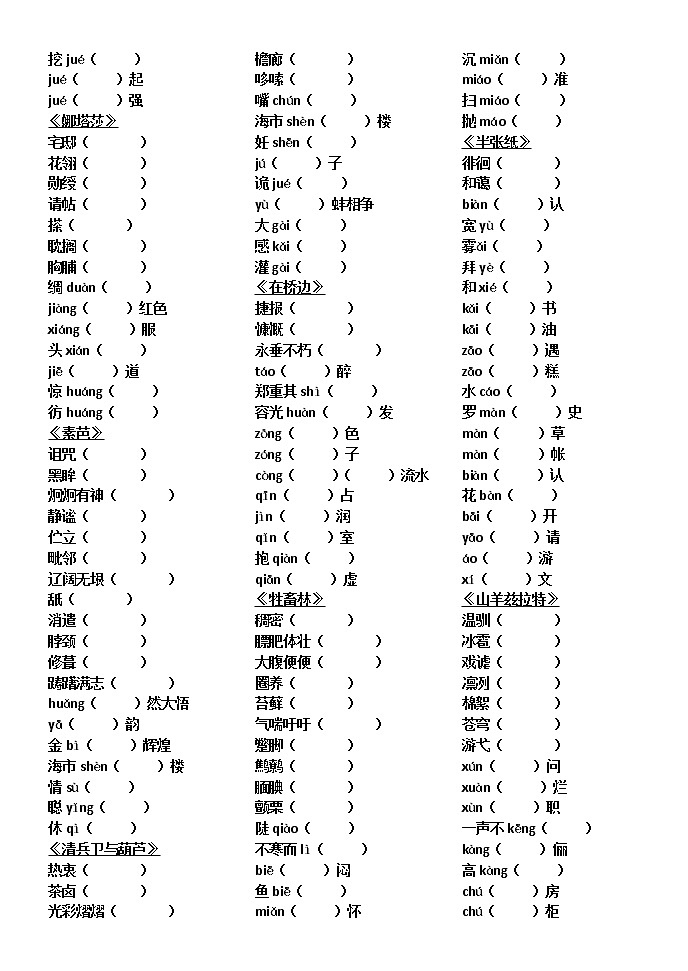 06 外国小说欣赏字音字形整理 —浙江省东阳中学2022届高考语文字音字形专题复习第2页