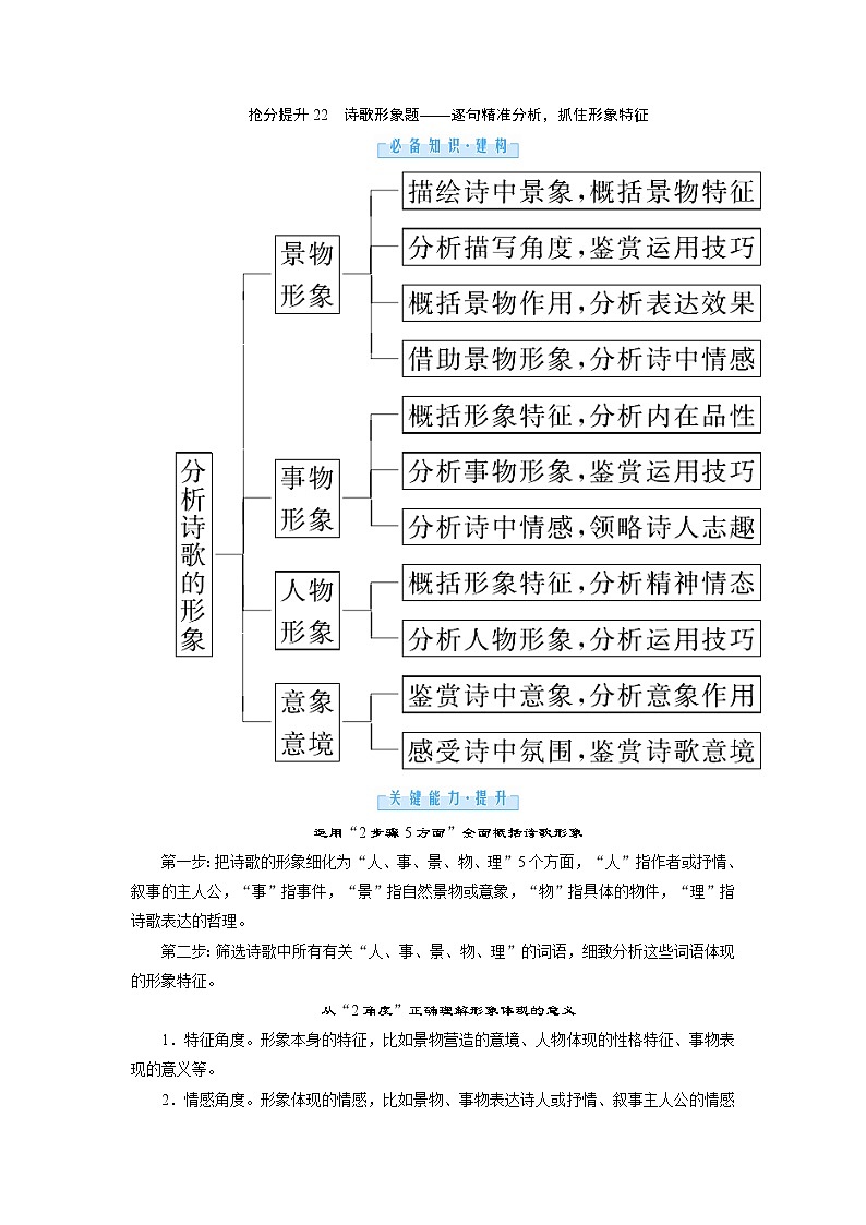 2.5古代诗歌鉴赏抢分提升22诗歌形象题——逐句精准分析，抓住形象特征（word）-2022大二轮【导学教程】 高考语文专题辅导与训练第1页