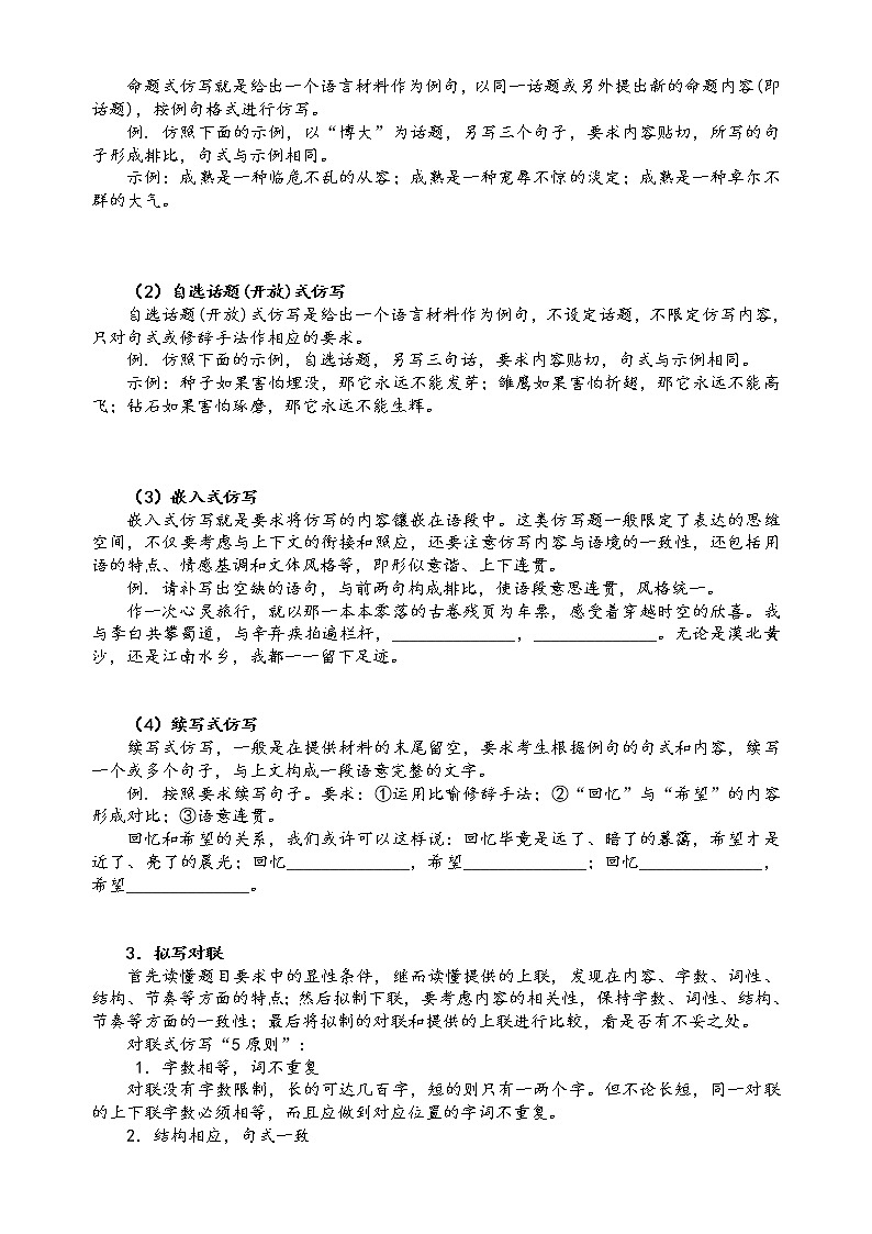 第十讲   仿用句式精讲精练（原卷版）第2页