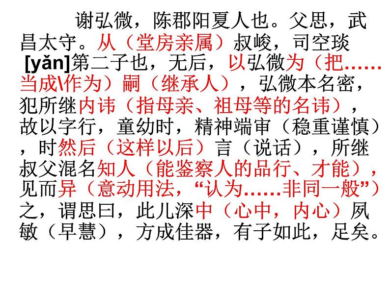 12、五莲一中高三语文一轮复习历年高考题文言文阅读挖空训练《谢弘微传》讲评第4页