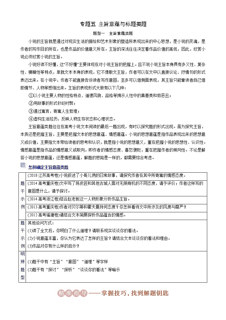 2022新高考小说专项05.小说-主旨意蕴与标题类题（学生版）第1页
