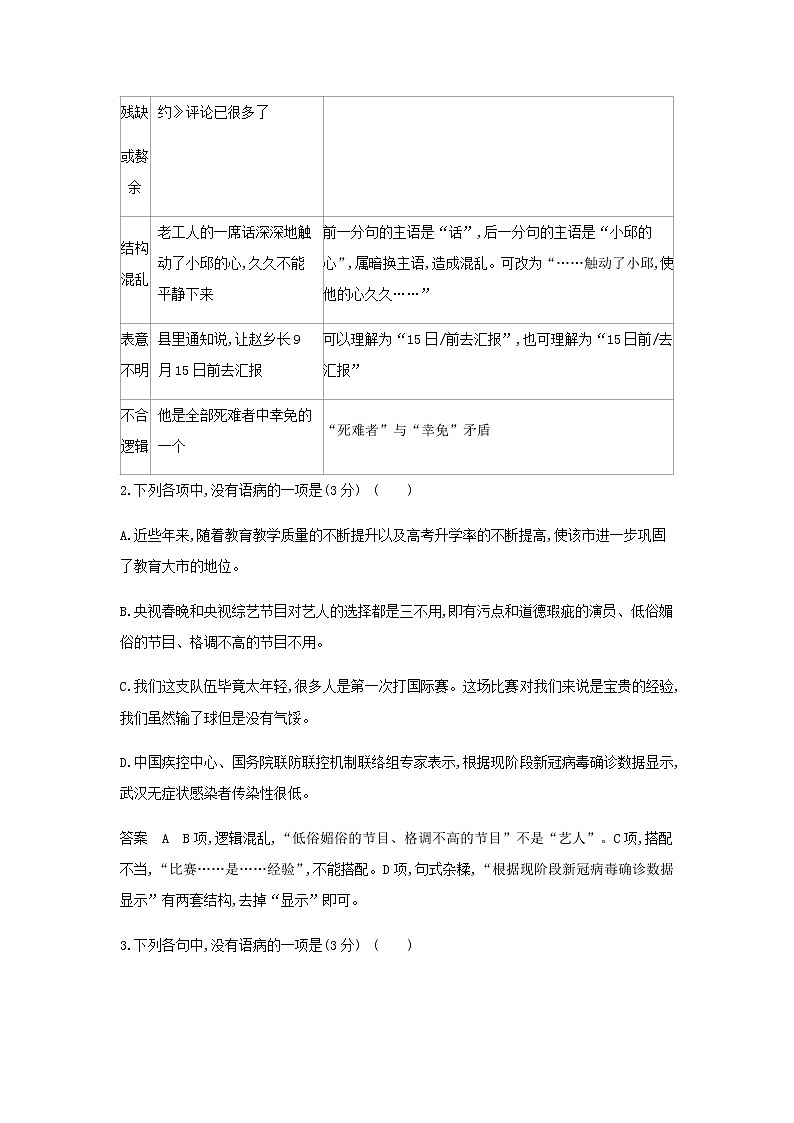 高考语文二轮复习专题二辨析并修改蹭专题检测含解析第2页