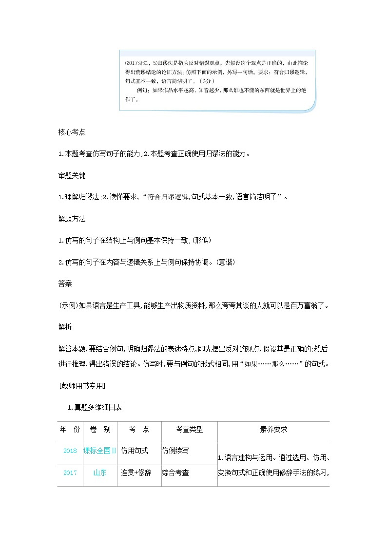 高考语文二轮复习专题五选用仿用变换句式正确使用常见的修辞手法__能力训练含解析第2页