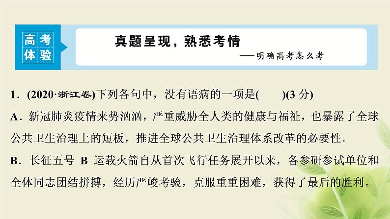 浙江专用高考语文二轮复习专题三辨析蹭__遣词造句求规范言差语错应避免课件第4页