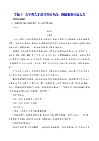 专题01文学类文本阅读常设考点：理解重要词语含义-2022年高考语文现代文阅读常考考点及类型专项训练