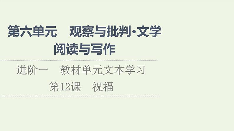 部编版高中语文必修下册第6单元观察与批判文学阅读与写作进阶1第12课祝福课件第1页