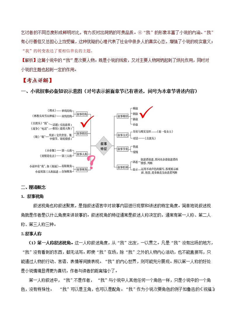 03 高考小说阅读：叙事人称及其作用-备战2022高考文学类文本阅读考点讲解与对点训练第3页