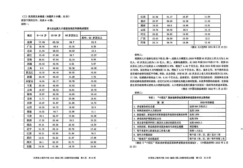 2022届江西省上饶市六校高三第二次联考语文试题02