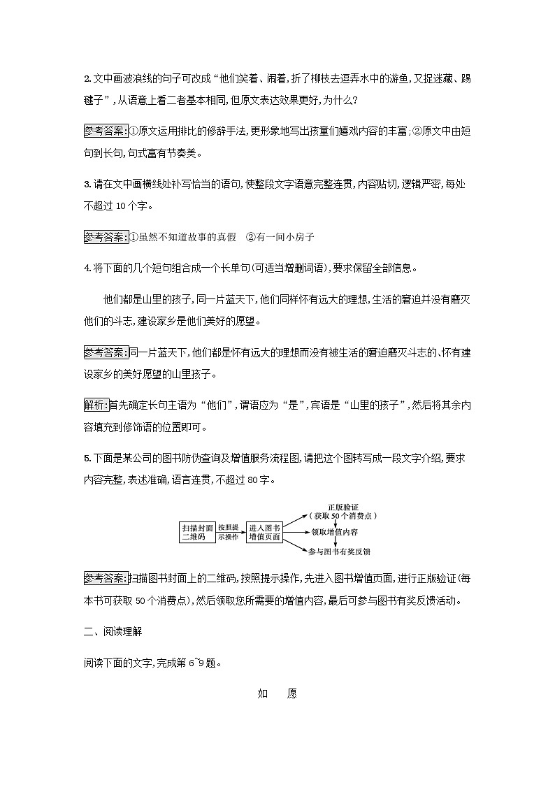 部编版高中语文必修上册第1单元第3课百合花哦香雪检测含解析02