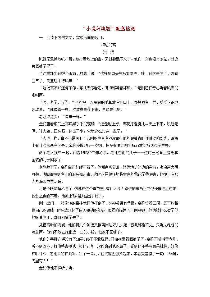 新人教版高考语文二轮复习题型强化训练“小说环境题”含解析第1页