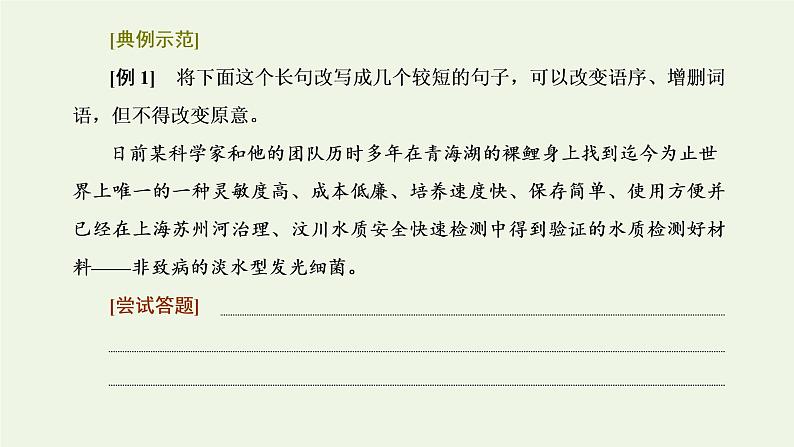 新人教版高考语文二轮复习第四板块微专题八多维考查的变换含句子变换效果分析课件第4页