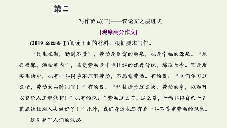 新人教版高考语文二轮复习第五板块第二周议论文之层进式开头引人入胜课件01