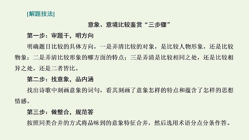 新人教版高考语文二轮复习专题四古代诗文阅读二古代诗歌阅读第二部分第6课时比较鉴赏题_考出“宽视野”考出“活思维”课件第3页