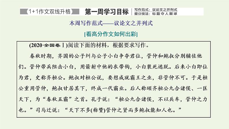 新人教版高考语文二轮复习专题七写作双线升格第一周议论文之并列式标题夺人眼球课件第2页