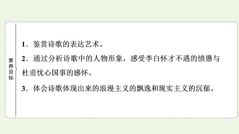 新人教版高中语文选择性必修下册第1单元进阶1第3课蜀道难课件第2页