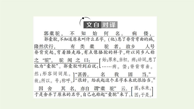 新人教版高中语文选择性必修下册第3单元进阶1第11课种树郭橐驼传课件第5页