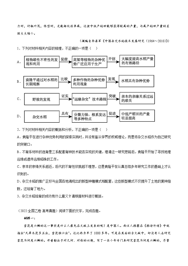 专题01 非连续文本阅读-2022年高考真题和模拟题语文分项汇编02