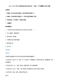 2021-2022学年宁夏回族自治区银川市一中高一下学期期中语文试题含解析