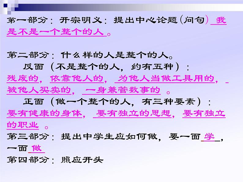 人教版高中语文选修--演讲与辩论《学做一个人》课件1第4页