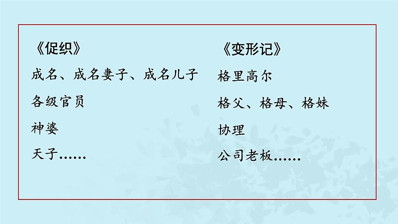 2021—2022学年统编版高中语文必修下册14《促织》《变形记》对比阅读  课件13张第5页