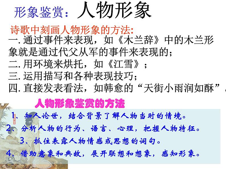 高考语文二轮复习诗歌鉴赏专题《诗歌鉴赏：人物形象》课件+教案+学案+练习03