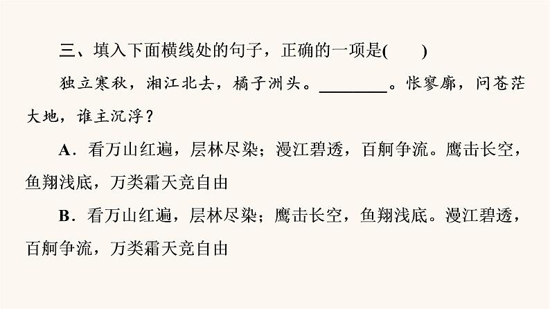 人教统编版高中语文必修上册第1单元青春激扬文学阅读与写作进阶1第1课沁园春长沙课件第8页