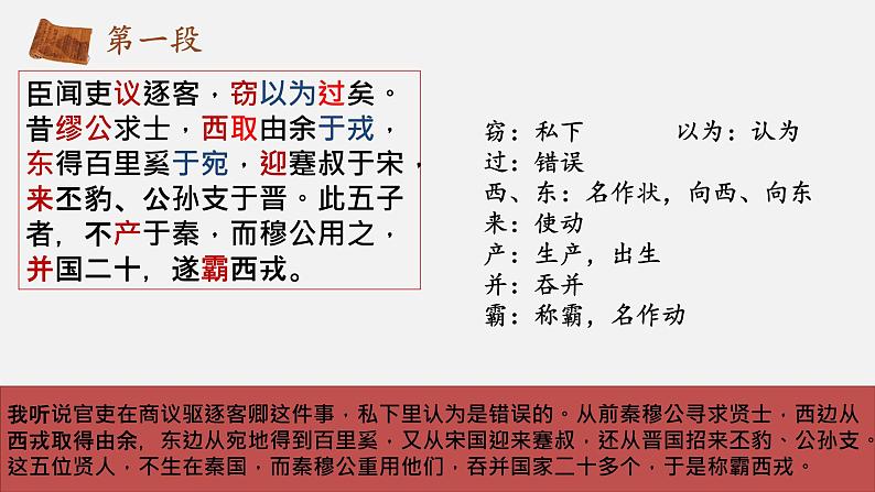 2021-2022学年统编版高中语文必修下册11.1《谏逐客书》课件23张06